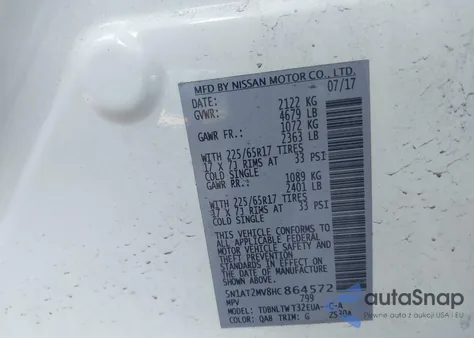 2017 Nissan Rogue Sv из США, поврежденный, VIN 5N1AT2MV8HC864572